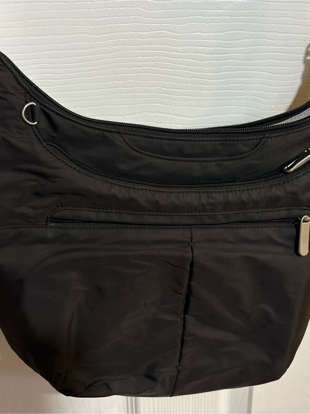 Travelon Anti-Theft Classic Slouch Hobo Bag Black Nylon Crossbody NWOT